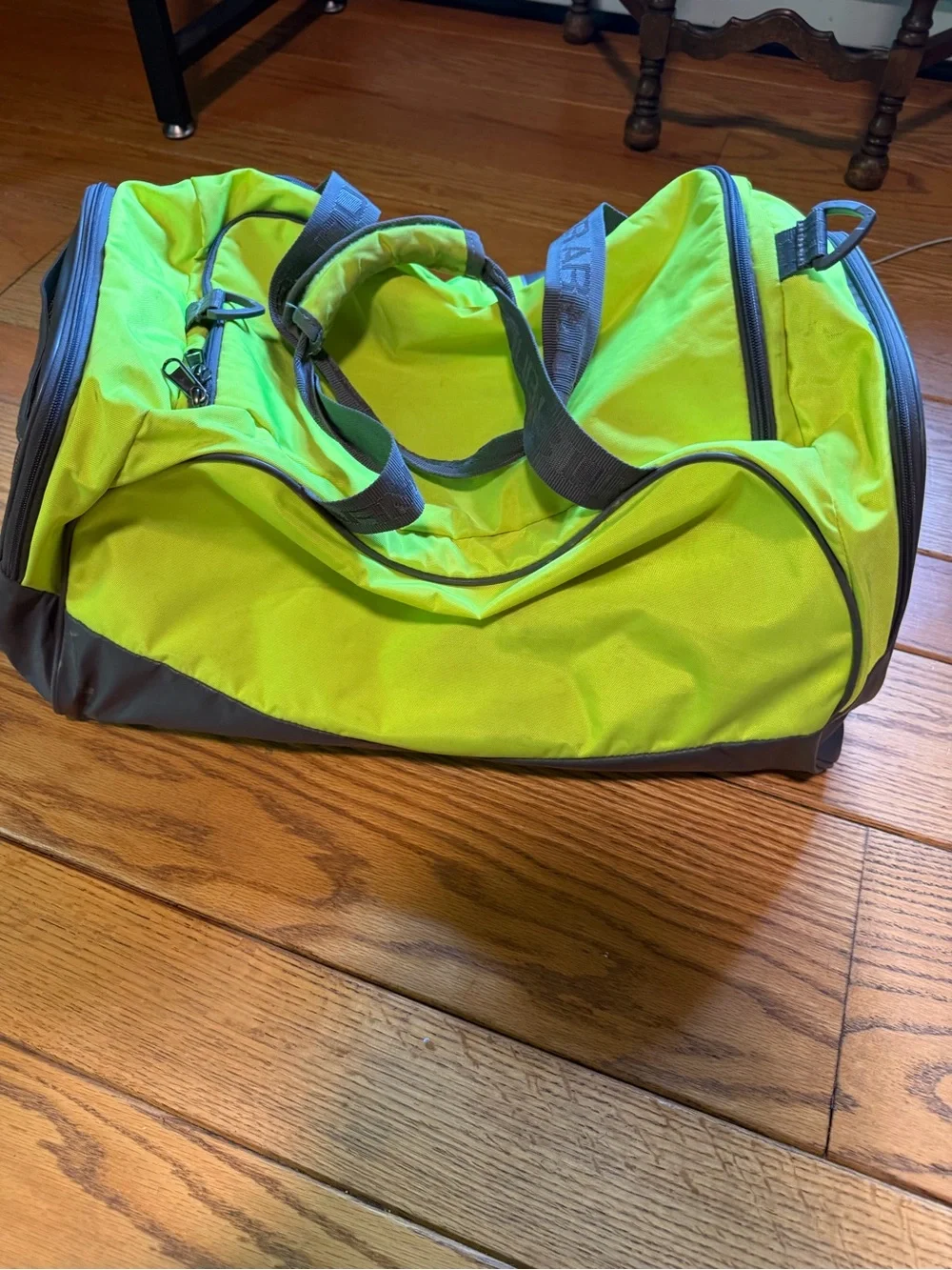 Under Armour Neon Yellow and Gray Duffel Bag